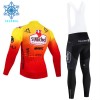 Set Fietsshirt Lange Mouw + Lange Koersbroek 2024 St. Michel-Auber93 Winter Thermal Fleece Rood